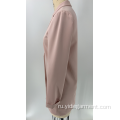Женский длинный светло-розовый пиджак